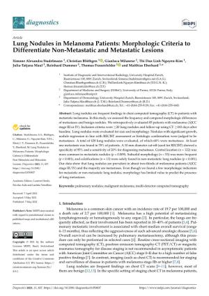 Lung Nodules in Melanoma Patients: Morphologic Criteria to Differentiate Non-Metastatic and Metastatic Lesions