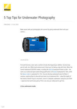 5 Top Tips for Underwater Photography