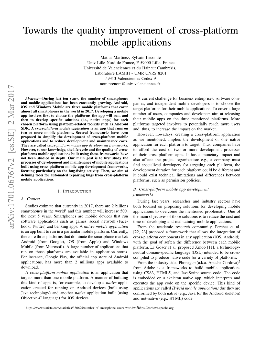 Towards the Quality Improvement of Cross-Platform Mobile Applications