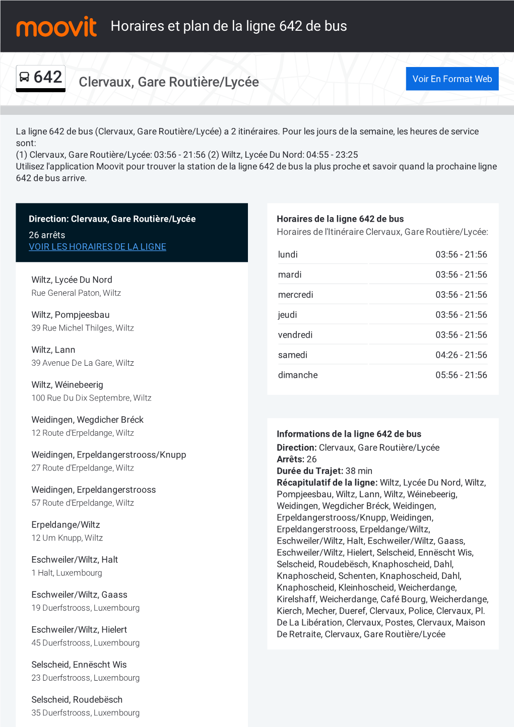 Horaires Et Trajet De La Ligne 642 De Bus Sur Une Carte