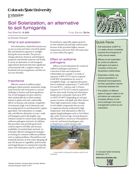 Soil Solarization, an Alternative to Soil Fumigants Fact Sheet No