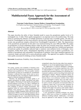 Multifactorial Fuzzy Approach for the Assessment of Groundwater Quality