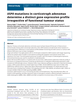 USP8 Mutations in Corticotroph Adenomas Determine a Distinct Gene Expression Profile Irrespective of Functional Tumour Status