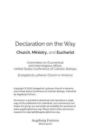 Declaration on the Way Church, Ministry, and Eucharist