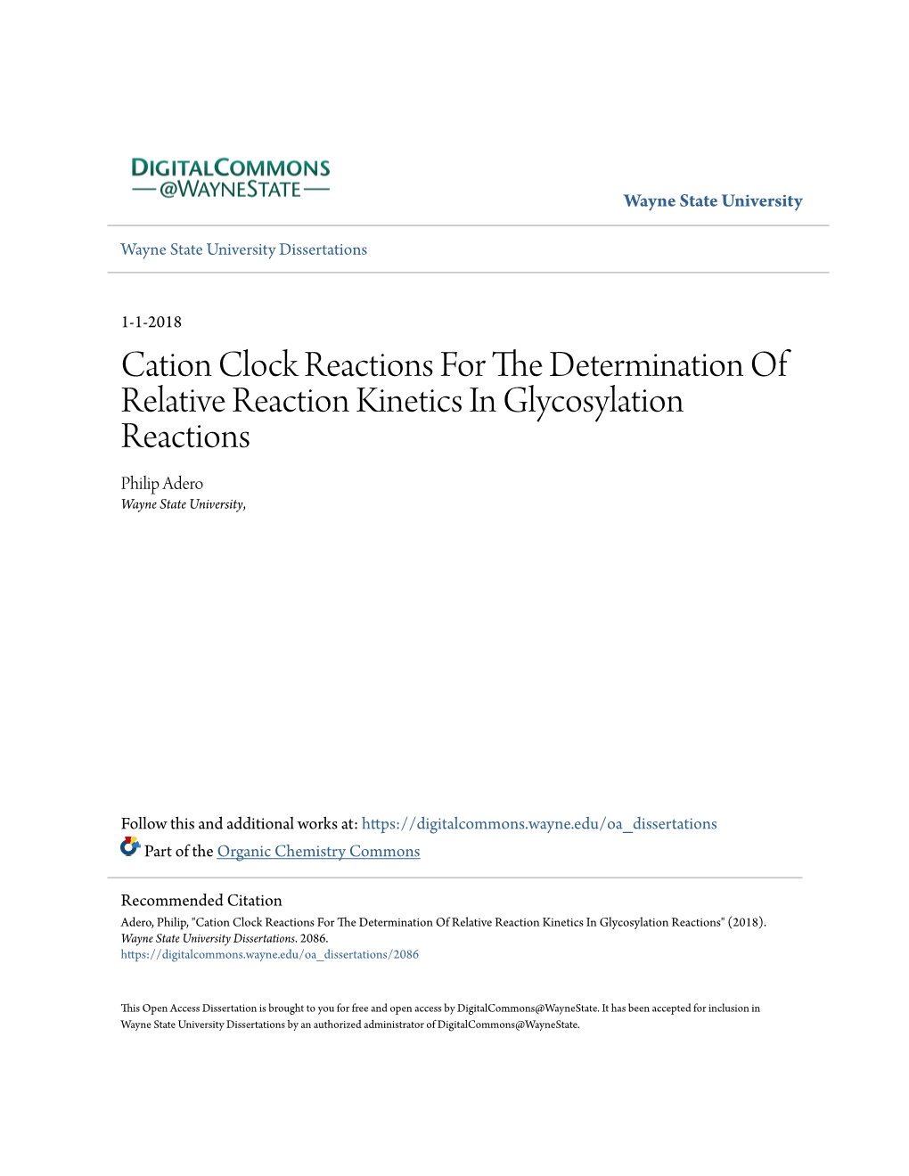 Cation Clock Reactions for the Determination of Relative Reaction Kinetics in Glycosylation Reactions