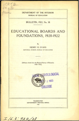 Educational Boards and Foundations, 1920-1922
