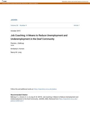 Job Coaching: a Means to Reduce Unemployment and Underemployment in the Deaf Community