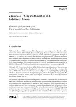 Regulated Signaling and Alzheimer's Disease