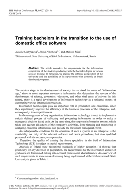 Training Bachelors in the Transition to the Use of Domestic Office Software
