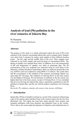 (Pb) Pollution in the River Estuaries of Jakarta Bay