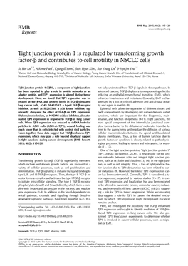 Tight Junction Protein 1 Is Regulated by Transforming Growth Factor-Β and Contributes to Cell Motility in NSCLC Cells