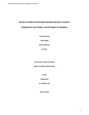 Review of California Municipal Marijuana Business Taxation