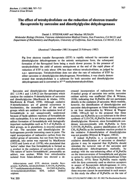 The Effect of Tetrahydrofolate on the Reduction of Electron Transfer Flavoprotein by Sarcosine and Dimethylglycine Dehydrogenases