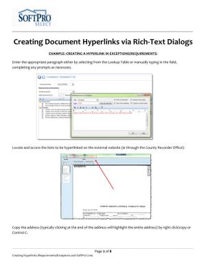 Creating Document Hyperlinks Via Rich-Text Dialogs