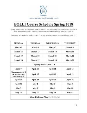 BOLLI Course Schedule Spring 2018