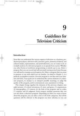 Guidelines for Television Criticism