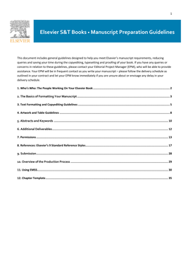 Elsevier S&T Books -- Manuscript Preparation Guidelines