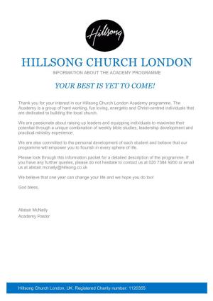 Hillsong Church London Information About the Academy Programme