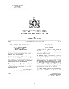 The Newfoundland and Labrador Gazette