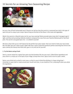 15 Secrets for an Amazing Taco Seasoning Recipe