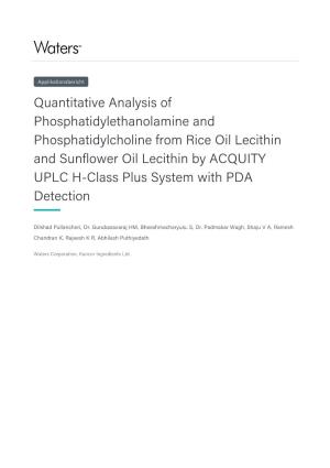 Quantitative Analysis of Phosphatidylethanolamine and Phosphatidylcholine from Rice Oil Lecithin and Sunflower Oil Lecithin by A