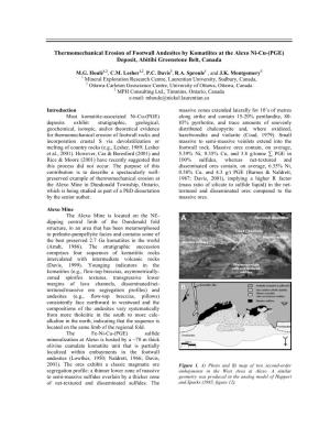 Thermomechanical Erosion of Footwall Andesites by Komatiites at the Alexo Ni-Cu-(PGE) Deposit, Abitibi Greenstone Belt, Canada
