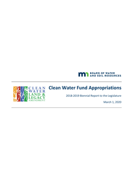 Clean Water Fund Appropriations 2018-2019 Biennial Report to the Legislature