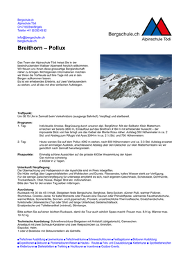 Breithorn – Pollux