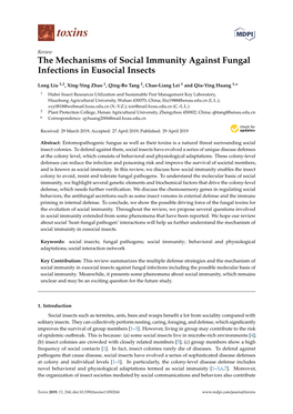 The Mechanisms of Social Immunity Against Fungal Infections in Eusocial Insects