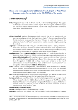 Savineau Glossary1