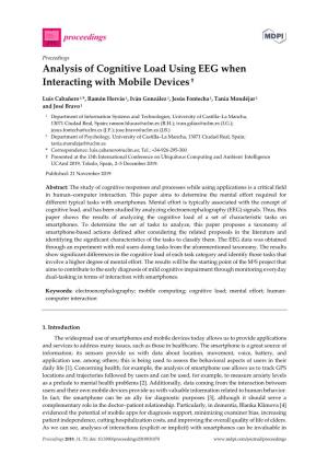 Analysis of Cognitive Load Using EEG When Interacting with Mobile Devices †