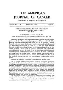 JOURNAL of CANCER a Continuation of the Journal of Cancer Research