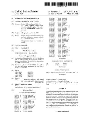 (12) United States Patent (10) Patent No.: US 9,265,775 B2 Lyons Et Al