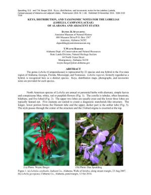 (Lobelia, Campanulaceae) of Alabama and Adjacent States