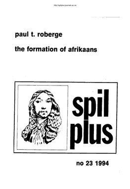 Paul T. Roberge the Formation of Afrikaans No 23 1994