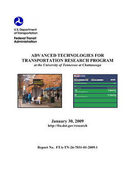 ADVANCED TECHNOLOGIES for TRANSPORTATION RESEARCH PROGRAM at the University of Tennessee at Chattanooga