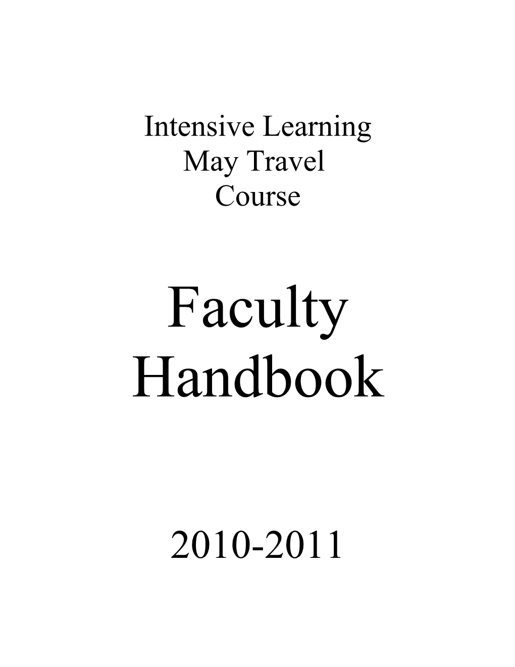 May Travel/Intensive Learning Handbook