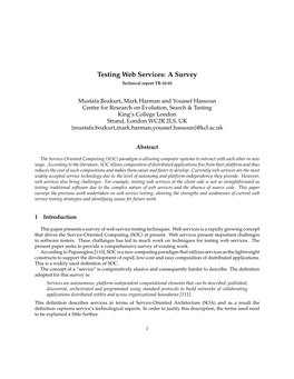 Testing Web Services: a Survey Technical Report TR-10-01