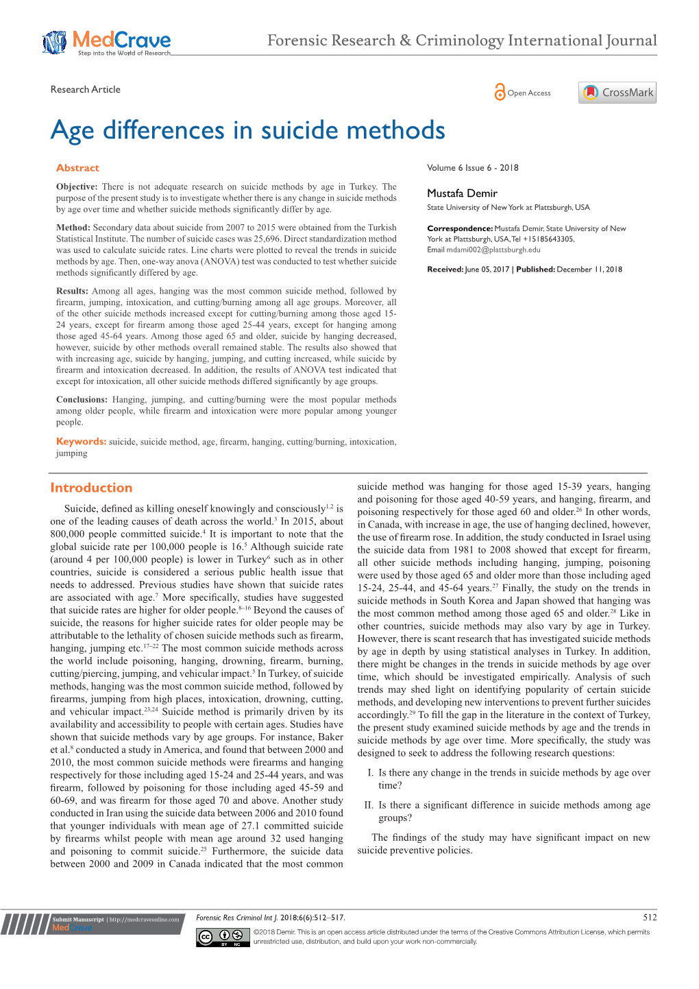 Age Differences in Suicide Methods