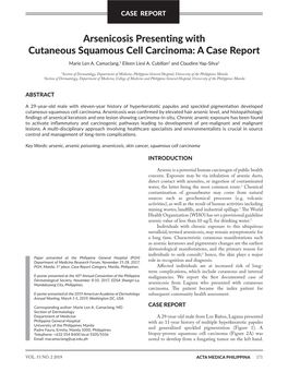 Arsenicosis Presenting with Cutaneous Squamous Cell Carcinoma: a Case Report