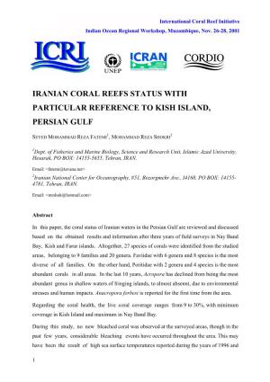 Iranian Coral Reefs Status with Particular Reference to Kish Island, Persian Gulf