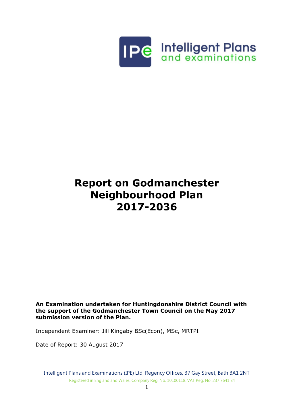 Report on Godmanchester Neighbourhood Plan 2017-2036`