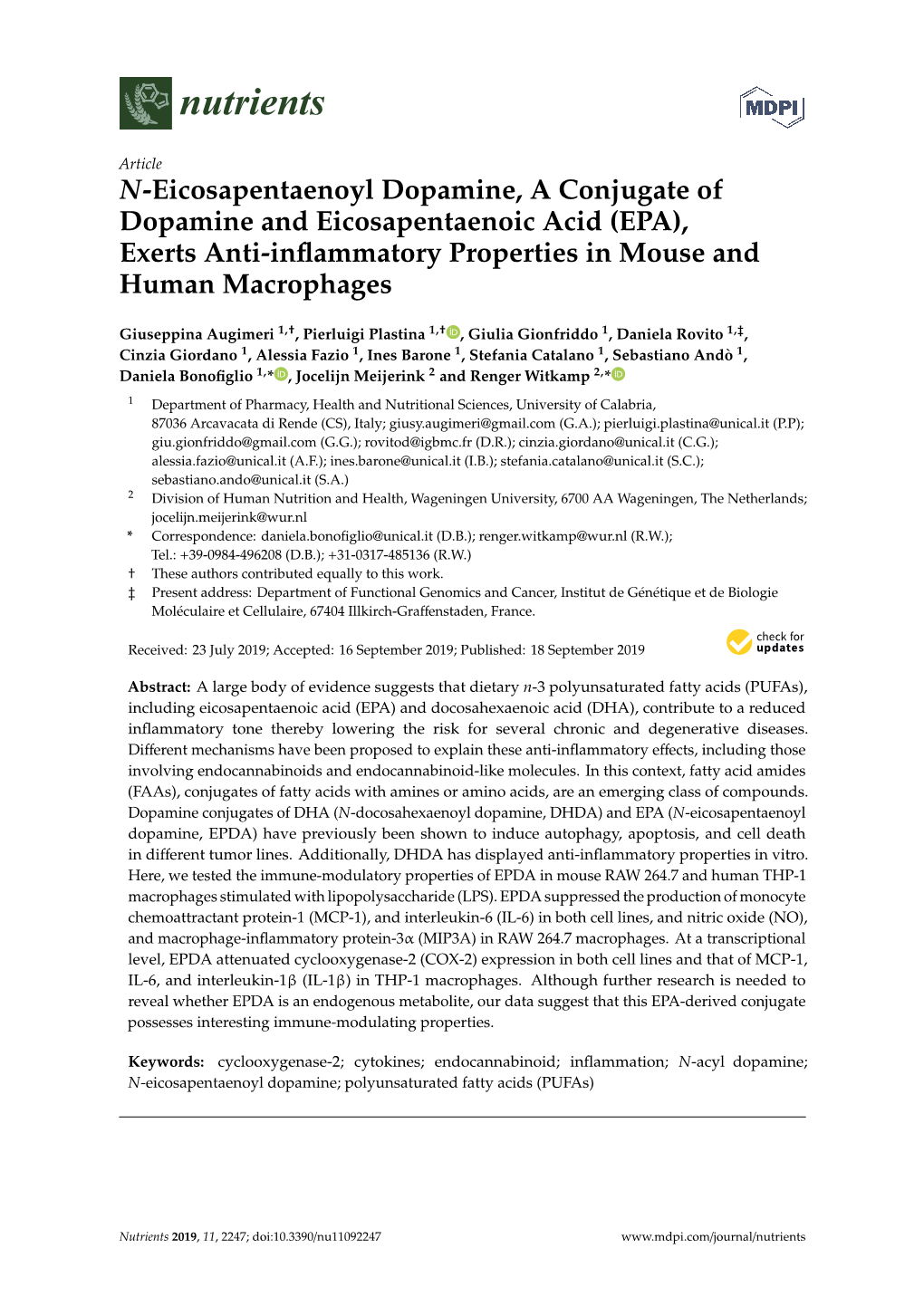 (EPA), Exerts Anti-Inflammatory Properties In