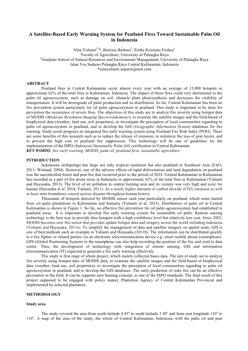 A Satellite-Based Early Warning System for Peatland Fires Toward Sustainable Palm Oil in Indonesia