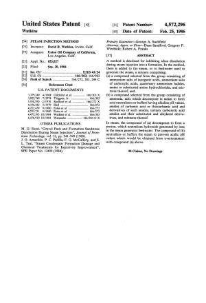 United States Patent (19) 11 Patent Number: 4,572,296 Watkins W (45
