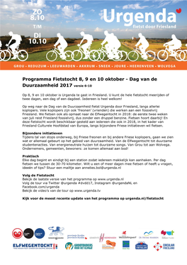 Programma Fietstocht 8, 9 En 10 Oktober - Dag Van De