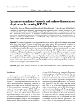 Quantitative Analysis of Minerals in the Selected Formulations of Spices