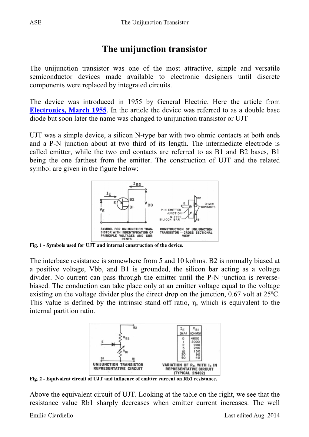 The Unijunction Transistor