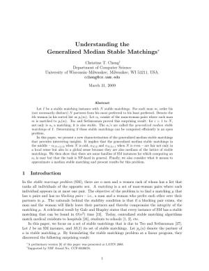 Understanding the Generalized Median Stable Matchings∗
