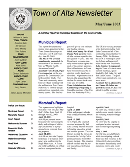 Mayjune 2003 Newsletter